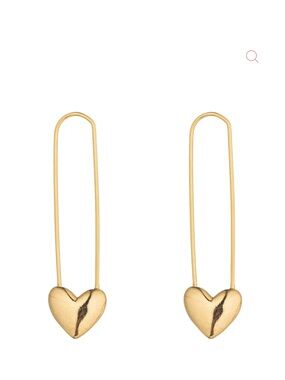Eye Candy LA Gold Brass Double Heart Earrings